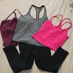 Fabletics Women's Sports Bra Set - Gray, Pink, and Black